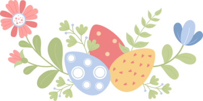 huevos de pascua con flores png