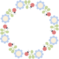 Round frame with flowers and ladybug png