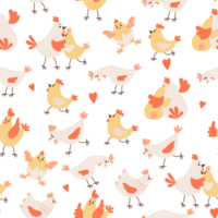 Seamless pattern with domestic farm birds png
