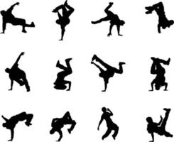 una colección de vectores de breakdancers para composiciones artísticas