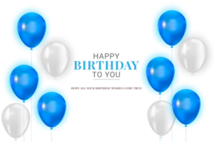 Happy birthday background with blue  balloons png