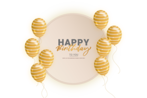 Golden  ballon happy birthday celebration card png