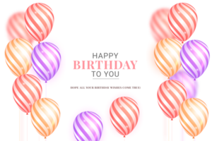 Happy Birthday design for greeting cards and poster with balloon, confetti design  for birthday celebration png