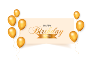 diseño de feliz cumpleaños para tarjetas de felicitación y poster con globo, diseño de confeti para celebración de cumpleaños png