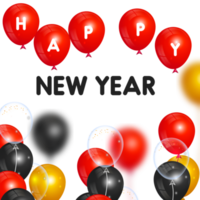 Happy new year wish with color balloon and confity png