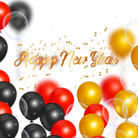 desejo de feliz ano novo com balão de cor e confity png