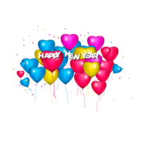 Happy new year wish with color balloon and confity png