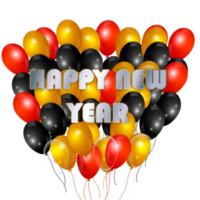 Happy new year wish with color balloon and confity png