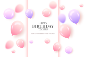 Happy Birthday design for greeting cards and poster with balloon, confetti design  for birthday celebration png