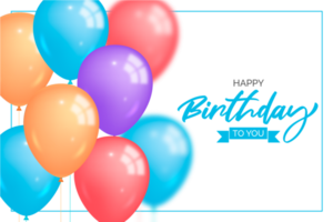 Lycklig födelsedag design för hälsning kort och affisch med ballong, konfetti design för födelsedag firande png