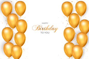 Birthday balloons background design. Happy birthday to you text with balloon and confetti decoration element for birth day celebration png