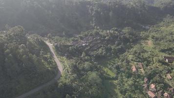 Aerial view of traditional village in the middle of forest in Indonesia video
