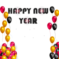 deseo de feliz año nuevo con globo de color y confity png