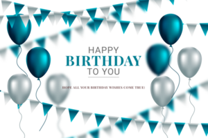 Happy Birthday design for greeting cards and poster with balloon, confetti design  for birthday celebration png