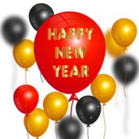Happy new year wish with color balloon and confity png
