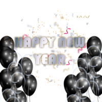 Happy new year wish with color balloon and confity png