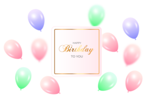 Elegant  balloon Happy Birthday celebration card banner png