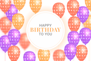 Birthday balloons background design. Happy birthday to you text with balloon and confetti decoration element for birth day celebration png