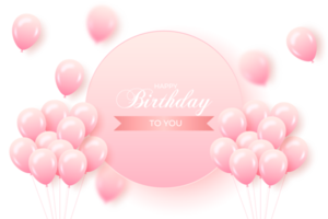 Happy birthday  background with 3d realistic  air balloon with text and glitter confetti png