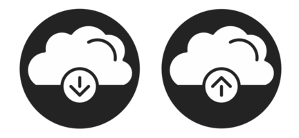 upload and download from cloud icon set png