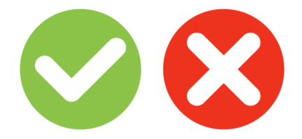 green checklist and red cross icon set png