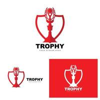 Championship Trophy Logo, Champion Award Winner Trophy Design, Vector Icon Template