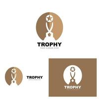 Championship Trophy Logo, Champion Award Winner Trophy Design, Vector Icon Template