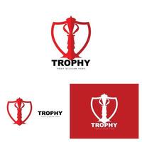 Championship Trophy Logo, Champion Award Winner Trophy Design, Vector Icon Template