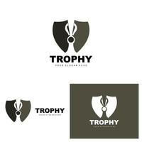 Championship Trophy Logo, Champion Award Winner Trophy Design, Vector Icon Template