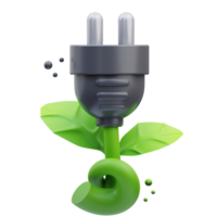 3d rendering eco-friendly cable plug icon illustration, perfect for your web and app assets png
