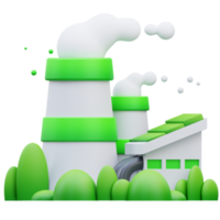 Ilustração de ícone de fábrica ecológica de renderização 3D, perfeita para seus ativos e aplicativos da web png