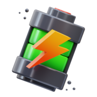 Ilustración de icono de energía de batería ecológica de representación 3d, perfecta para sus activos web y aplicaciones png