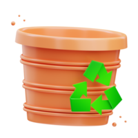 3d render illustration of recycling bin icon, ecology png