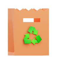 Ilustración de icono de bolsa de papel ecológica de representación 3d, perfecta para sus activos web y de aplicaciones png