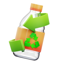 Ilustração de ícone de garrafa de reciclagem ecológica de renderização 3D, perfeita para seus ativos da Web e de aplicativos png