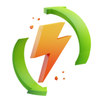 Wiederverwendbares Energiesymbol 3D-Rendering-Illustration, geeignet für Ihre Web- und App-Assets png