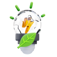 3d rendering eco-friendly light bulb icon illustration, perfect for your web assets and apps png