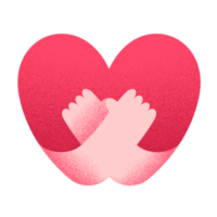heart embracing love concept grain textured illustration png