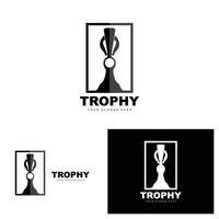 Championship Trophy Logo, Champion Award Winner Trophy Design, Vector Icon Template