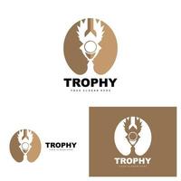 Championship Trophy Logo, Champion Award Winner Trophy Design, Vector Icon Template