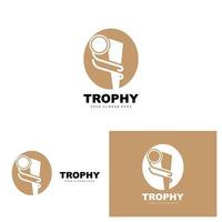 Championship Trophy Logo, Champion Award Winner Trophy Design, Vector Icon Template