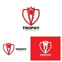 Championship Trophy Logo, Champion Award Winner Trophy Design, Vector Icon Template