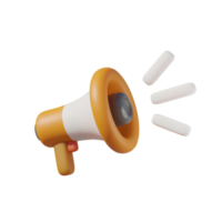 megafone branco e laranja isolado em fundo transparente png