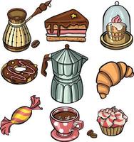 Sketches of tea objects. Hand drawn .   illustration vector