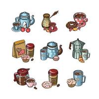 colección de café de desayuno para ilustración de menú de café vector