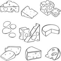 Set Cheese symbol in line, outline. For restaurant menus and websites. Vector illustration