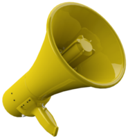 Yellow megaphone 3d render on isolate background png