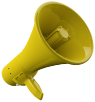 renderização 3d de megafone amarelo em fundo isolado png