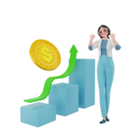 3d render character businesswoman illustration png