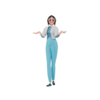 3d render personaje empresaria ilustración png